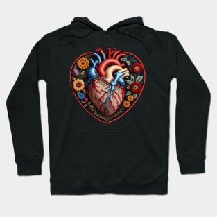 Valves Bursting Botanical Heart Embroidered Patch Hoodie